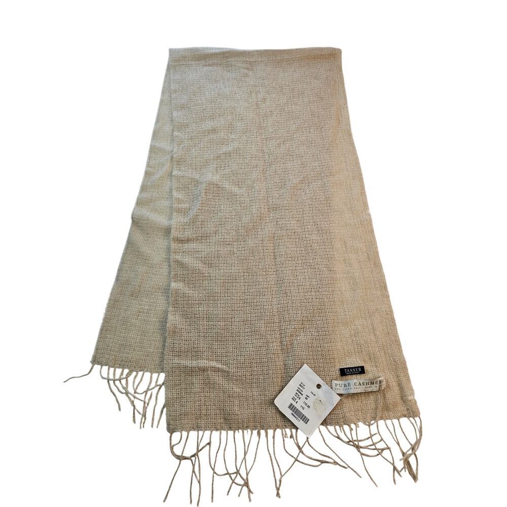 NWT Tanner pure cashmere loose knit frill scarf nuge beige made in Italy NEW